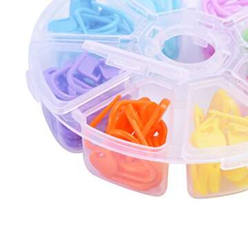 Outus 104 Pieces Locking Stitch Markers Knitting Stitch Counter Multi-Colored Crochet Stitch Needle Clip with Compartment Box