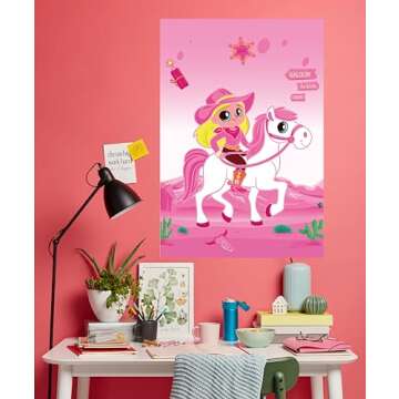 Zhangguanlidai Cowgirl Birthday Party Decorations,Pin The Boot on The Cowgirl Game,Disco Pink Cowgirl Western Horse Party Decorations Favor Supplies.