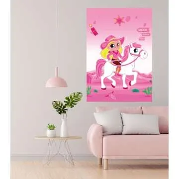 Zhangguanlidai Cowgirl Birthday Party Decorations,Pin The Boot on The Cowgirl Game,Disco Pink Cowgirl Western Horse Party Decorations Favor Supplies.