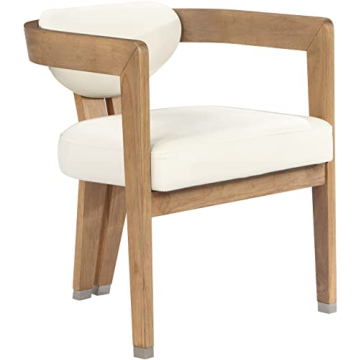 Elegant Meridian Modern Dining Chair with Cream Vegan Leather Upholstery
