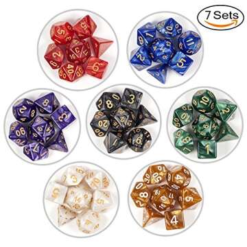 Dice Set D&D 7 Die Polyhedral Dice Sets with Drawstring Bag for Dungeons and Dragons RPG Role Playin...