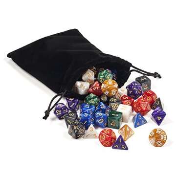 Dice Set D&D 7 Die Polyhedral Dice Sets with Drawstring Bag for Dungeons and Dragons RPG Role Playing Game and Math Teaching