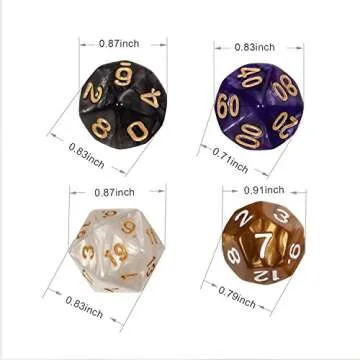 Dice Set D&D 7 Die Polyhedral Dice Sets with Drawstring Bag for Dungeons and Dragons RPG Role Playing Game and Math Teaching