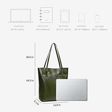 Kattee Vintage Leather Tote Bag for Women Adjustable Handle