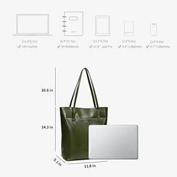 Kattee Vintage Leather Tote Bag for Women Adjustable Handle