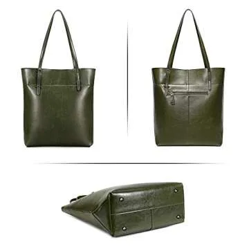 Kattee Vintage Leather Tote Bag for Women Adjustable Handle