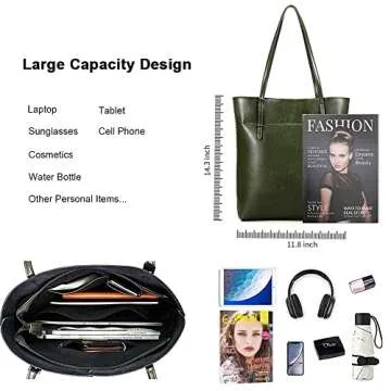 Kattee Vintage Leather Tote Bag for Women Adjustable Handle