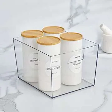 Nate Home mDesign by Nate Berkus Wide Plastic Bin with Handles | Perfect Organizer for Kitchen Stora...