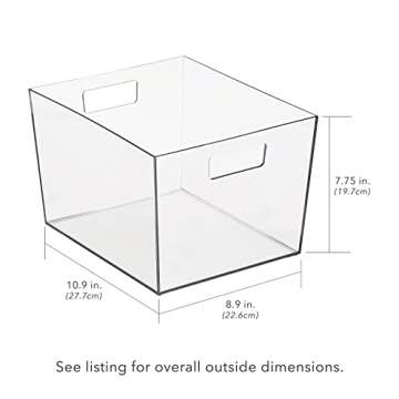 Nate Home mDesign by Nate Berkus Wide Plastic Bin with Handles | Perfect Organizer for Kitchen Storage or Fridge, and Pantry Organization from mDesign - Set of 2, Clear