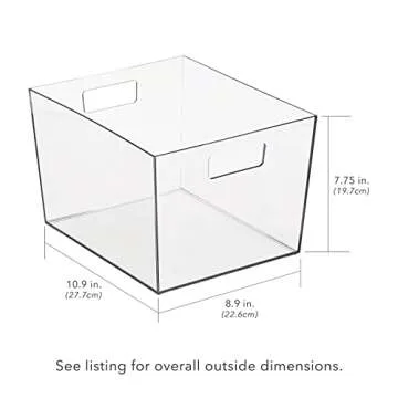 Nate Home mDesign by Nate Berkus Wide Plastic Bin with Handles | Perfect Organizer for Kitchen Storage or Fridge, and Pantry Organization from mDesign - Set of 2, Clear