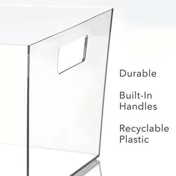 Nate Home mDesign by Nate Berkus Wide Plastic Bin with Handles | Perfect Organizer for Kitchen Storage or Fridge, and Pantry Organization from mDesign - Set of 2, Clear