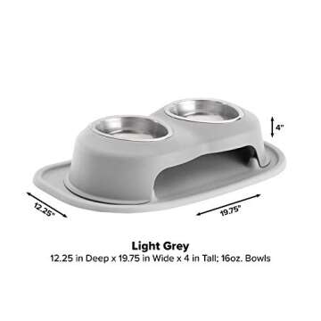 WeatherTech Double High Pet Feeding System - Elevated Dog/Cat Bowls - Light Grey
