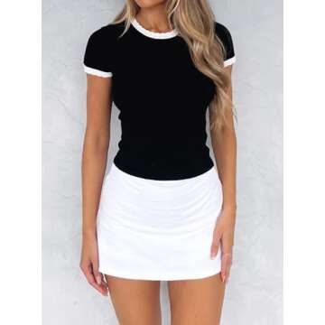 AGECODE Women's Casual Elastic Waisted Summer Mini Skirt