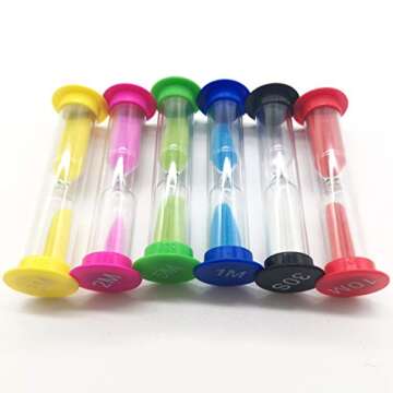 TIHOOD 24PCS Sand Timer Assortment Plastic Sand Clock Timer 30s / 1min / 2mins / 3mins / 5mins / 10mins for Adult Kids in Classroom Kitchen Games Office Multicolor
