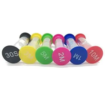 TIHOOD 24PCS Sand Timer Assortment Plastic Sand Clock Timer 30s / 1min / 2mins / 3mins / 5mins / 10mins for Adult Kids in Classroom Kitchen Games Office Multicolor