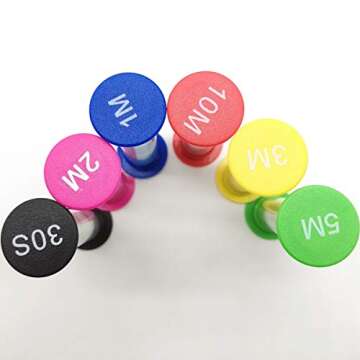 TIHOOD 24PCS Sand Timer Assortment Plastic Sand Clock Timer 30s / 1min / 2mins / 3mins / 5mins / 10mins for Adult Kids in Classroom Kitchen Games Office Multicolor