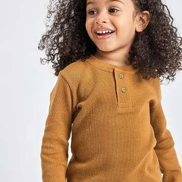 HonestBaby 5-Pack Waffle Henley Long Sleeve Shirts 100% Organic Cotton for Infant Baby and Toddler Boys, Unisex , Castle Creek, 3-6 Months
