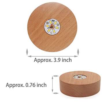 Bituulor Battery Power 4 inch Wood Light Base Display Stand for Crystal Art Glass, Warm Light