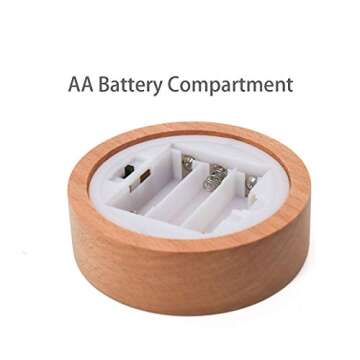 Bituulor 4 inch Battery Powered Wooden Light Base