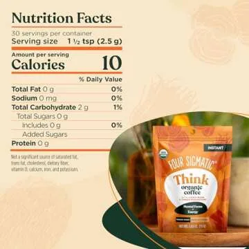 Four Sigmatic Organic Mushroom Coffee | Instant Mushroom Coffee Mix with Lion's Mane, Chaga and Rhodiola for Better Focus and Immune Support | 30 Serving Bag