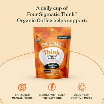 Four Sigmatic Organic Mushroom Coffee | Instant Mushroom Coffee Mix with Lion's Mane, Chaga and Rhodiola for Better Focus and Immune Support | 30 Serving Bag