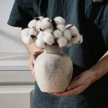 SIDUCAL 6 Inch Rustic Ceramic Flower Vase for Home Decor