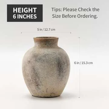 SIDUCAL 6 Inch Rustic Ceramic Flower Vase for Home Decor