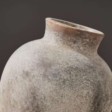 SIDUCAL Ceramic Decorative Flower Vase | 6 Inch Pottery Rustic Farmhouse Vase | Boho Vase for Home Decor | Whitewashed Terracotta Vase for Table, Living Room, Bathroom, Shelf, Mantel Decoration