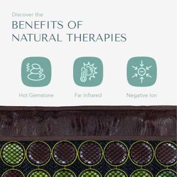 HealthyLine Far Infrared Light Electric Heating Pad for Pain Relief - 50 Pieces Natural Jade and Tourmaline Gemstones - Negative Ions, Flexible Mat