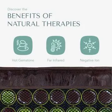 HealthyLine Far Infrared Light Electric Heating Pad for Pain Relief - 50 Pieces Natural Jade and Tourmaline Gemstones - Negative Ions, Flexible Mat