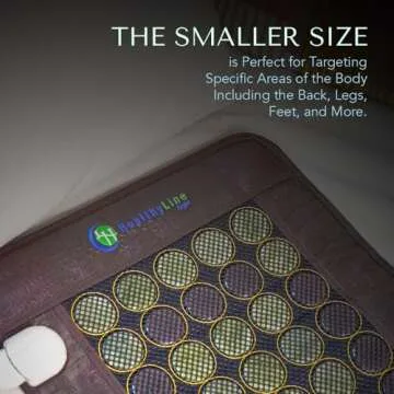 HealthyLine Far Infrared Light Electric Heating Pad for Pain Relief - 50 Pieces Natural Jade and Tourmaline Gemstones - Negative Ions, Flexible Mat