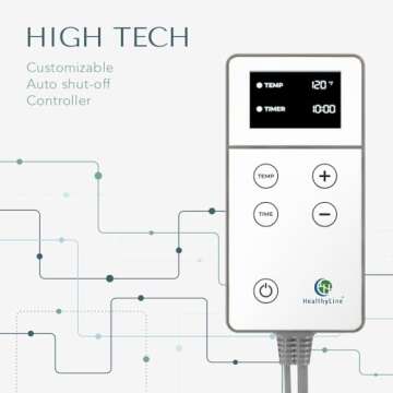 HealthyLine Far Infrared Light Electric Heating Pad for Pain Relief - 50 Pieces Natural Jade and Tourmaline Gemstones - Negative Ions, Flexible Mat