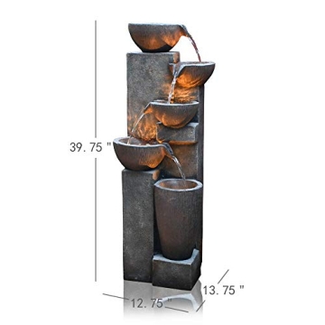 GF CHOETECH 5-Tier Outdoor Water Fountain with LED Lighting