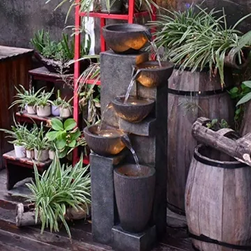 GF CHOETECH 5-Tier Outdoor Water Fountain with LED Lighting