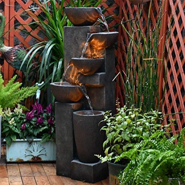 GF CHOETECH 5-Tier Outdoor Water Fountain with LED Lighting