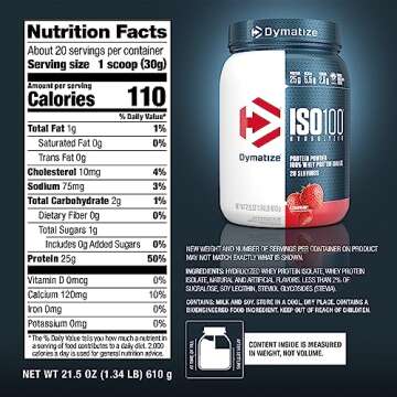 Dymatize ISO100 Protein Powder - Strawberry, 25g Protein