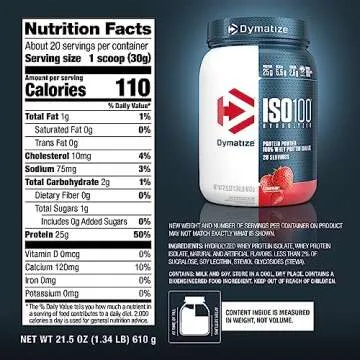 Dymatize ISO100 Protein Powder - Strawberry, 25g Protein