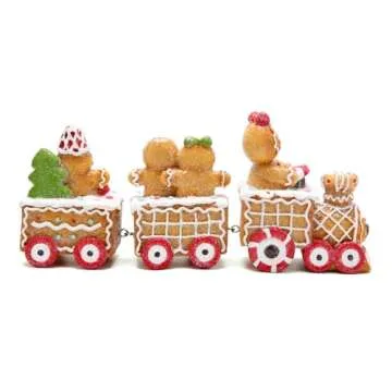 Hodao Christmas Decorations Indoor Home Decor Christmas Gingerbread Man Small Train Figurines Winter for Table Top Centerpiece Fireplace Decor Cute Gingerbread Man Train Decoration Gift