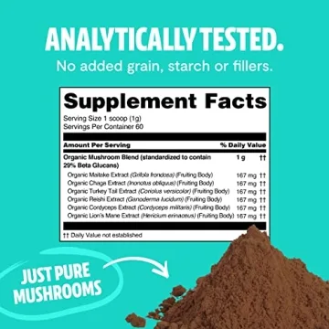 FreshCap Ultimate Mushroom Complex Powder - Ayurveda Lions Mane, Reishi, Cordyceps, Chaga, Turkey Tail, Maitake Supplements - for Immunity, Energy, Memory & Focus - (60 Servings)