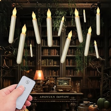 Homemory LED Batteries Operated Taper Candles with Remote, Flickering Light Flameless Taper Window C...