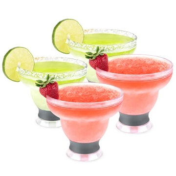 HOST FREEZE Margarita Cocktail Glasses - Frozen Cup Set of 4 For Perfect Chill