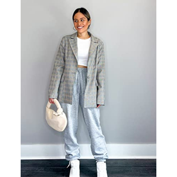 Luvamia Stylish Women’s Plaid Casual Blazer Jacket