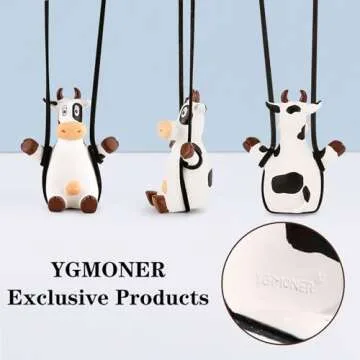 Swinging Cow Car Mirror Ornament for Fun Interior Decor