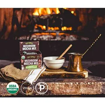 Four Sigmatic Mushroom Mocha, Organic Instant Cacao with Chaga, Well Being & Immune Support, Drink it or Bake with it,0.21 Ounce (Pack of 10)