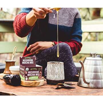 Four Sigmatic Mushroom Mocha, Organic Instant Cacao with Chaga, Well Being & Immune Support, Drink it or Bake with it,0.21 Ounce (Pack of 10)