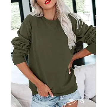 Bingerlily Women's Casual Long Sleeve Sweatshirt Crew Neck Cute Pullover Relaxed Fit