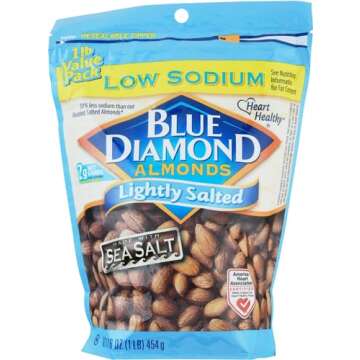 Blue Diamond Almonds Low Sodium Lightly Salted Snack Nuts, 16 Oz Resealable Bag