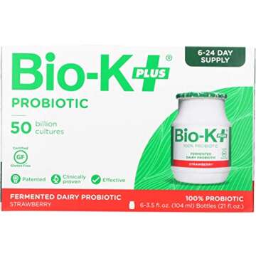 Bio-K Plus - Strawberry Flavor, Drinkable Probiotics for Women & Men - Fermented Dairy Featuring 50 Billion Live and Active Bacteria, Gluten Free - Probiotic Shipped Cold