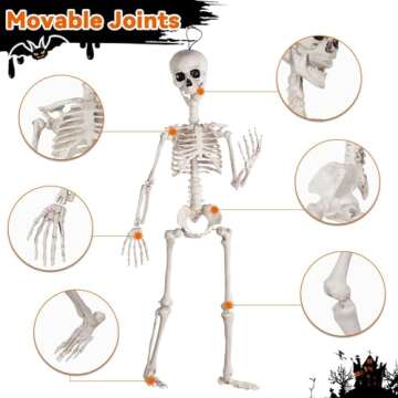 36 Inch Poseable Skeleton Decor for Halloween Fun