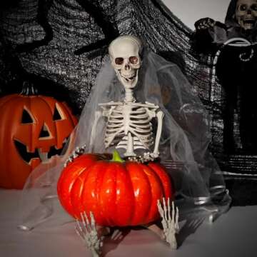 36 Inch Poseable Skeleton Decor for Halloween Fun
